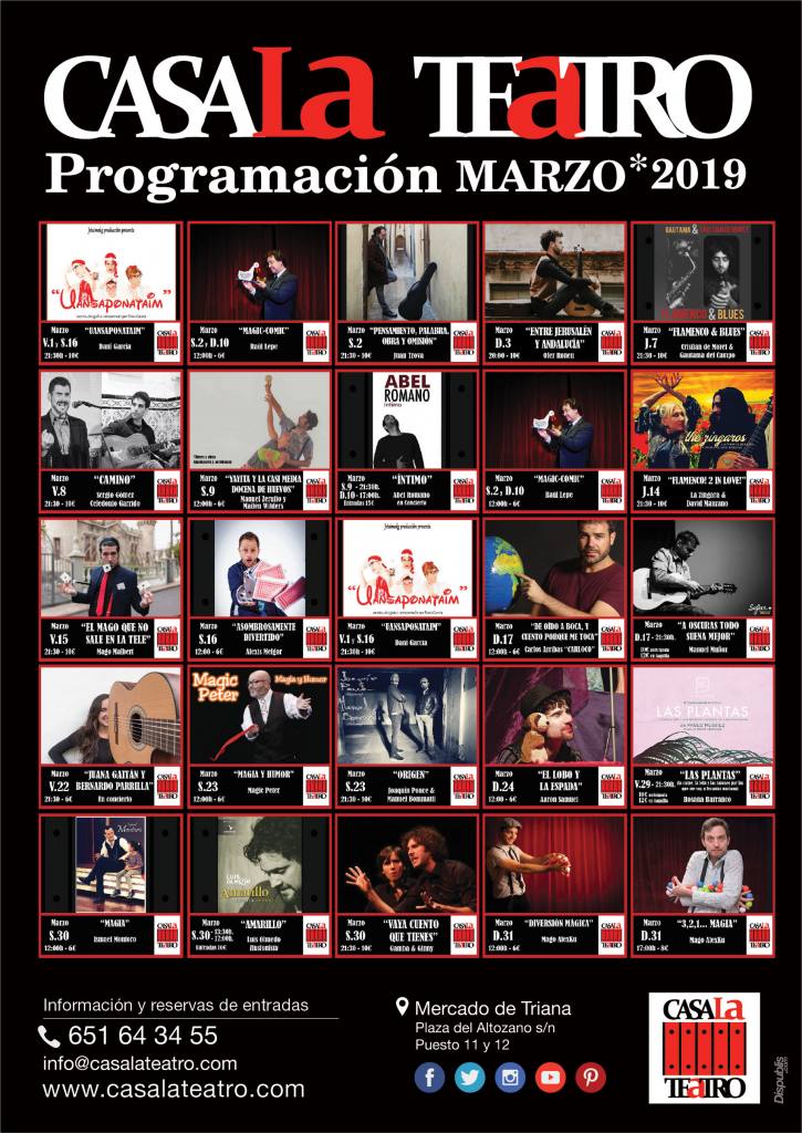 Programación de Teatro en Marzo de CasaLa Teatro